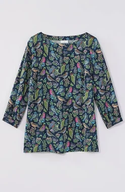 Bird-Printed Boat-Neck Top | Jjill
