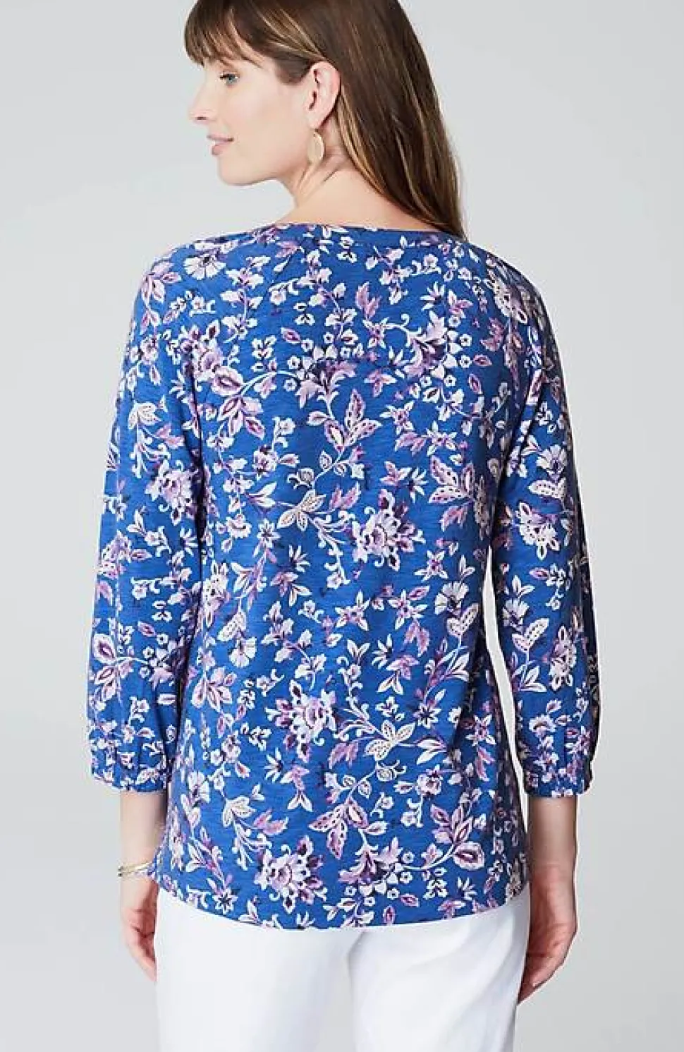 Border-Printed Floral Top | Jjill