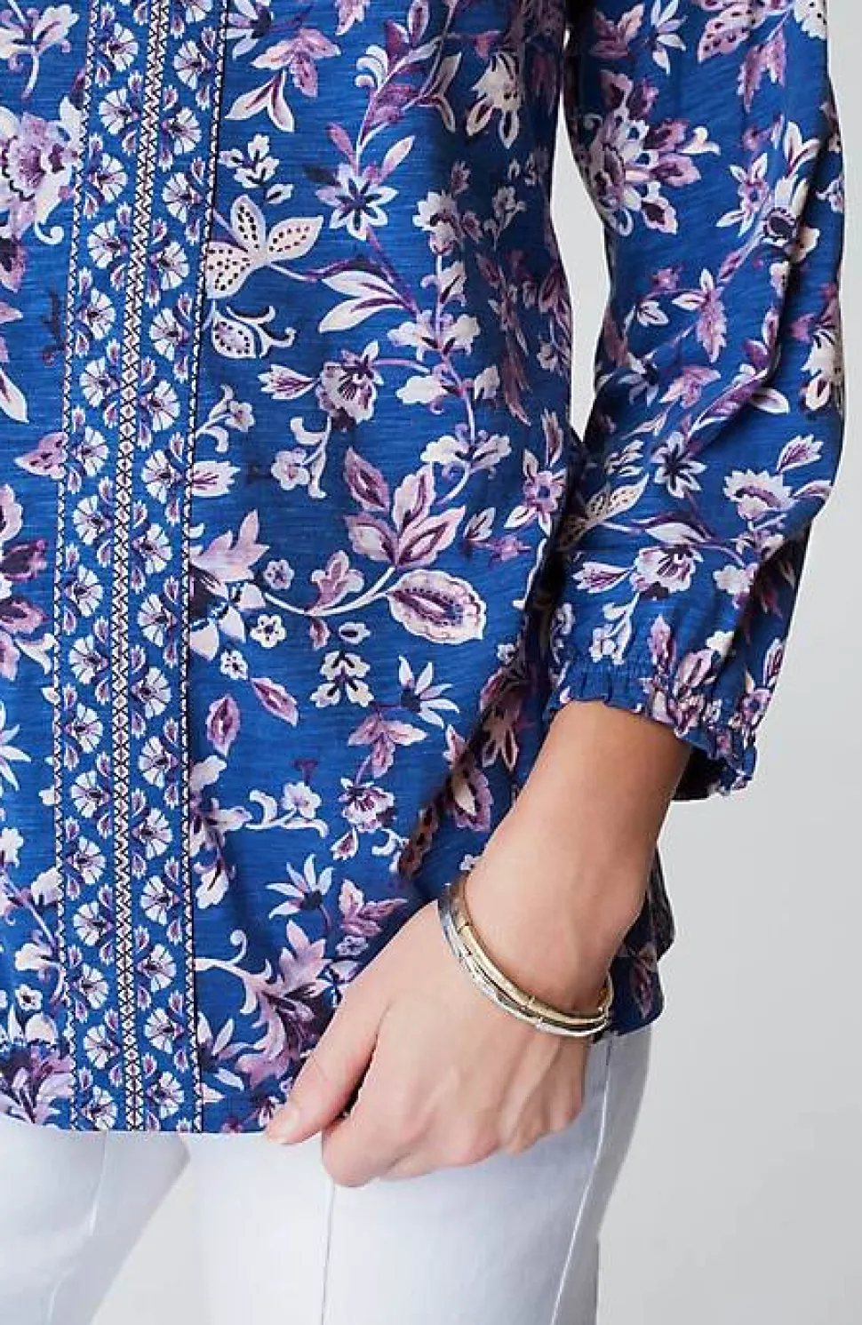 Border-Printed Floral Top | Jjill
