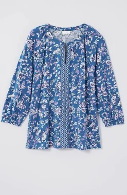 Border-Printed Floral Top | Jjill