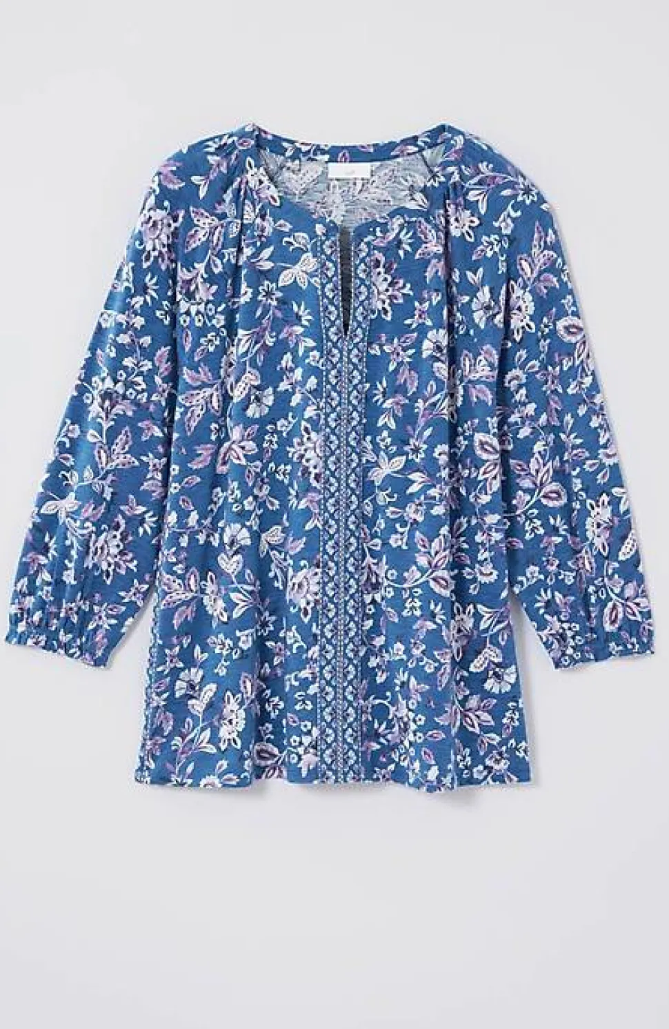 Border-Printed Floral Top | Jjill