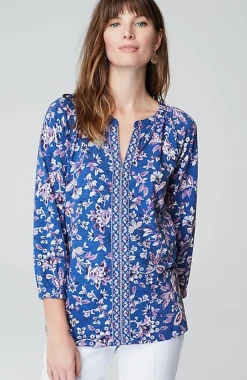Border-Printed Floral Top | Jjill