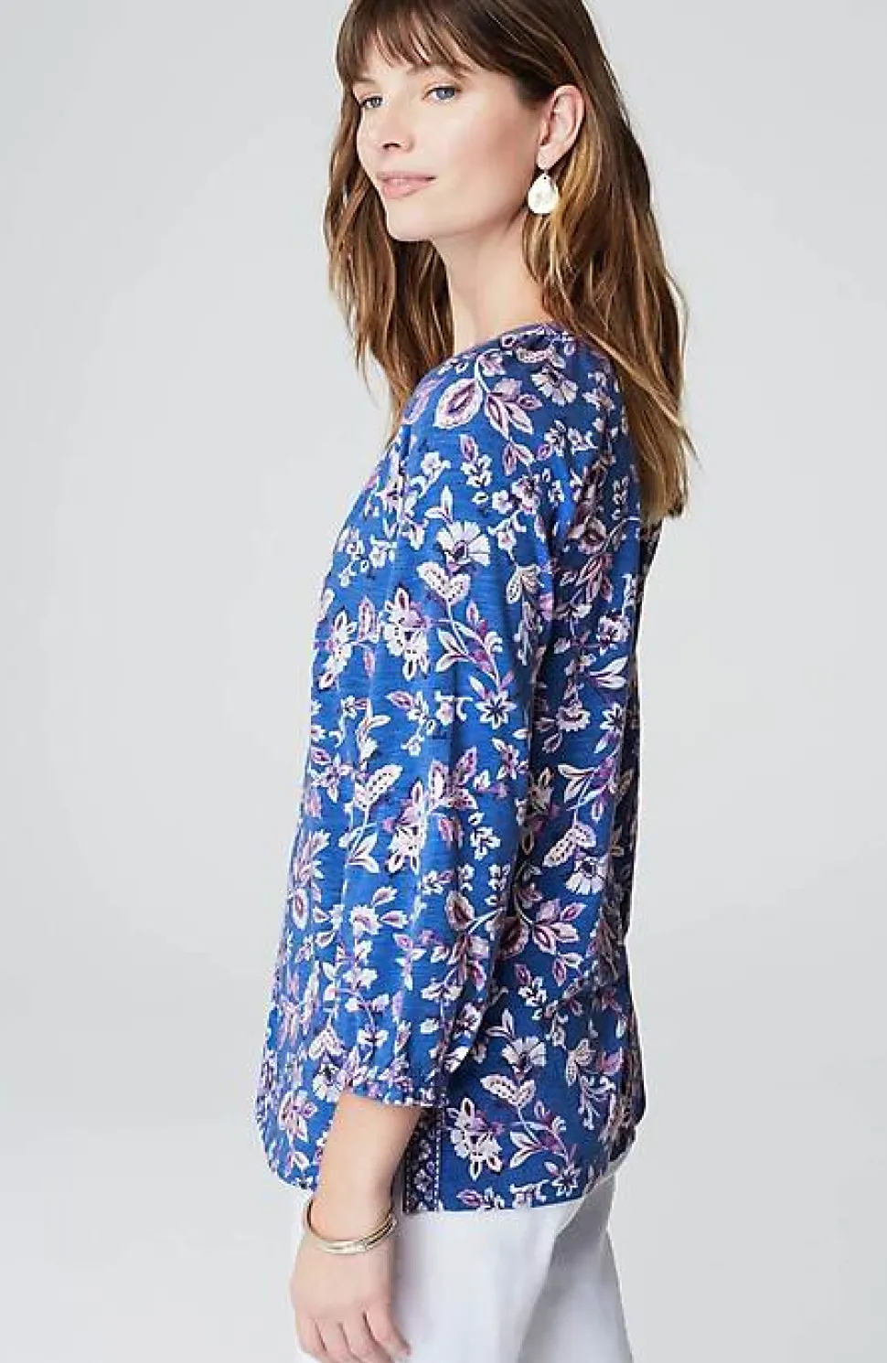 Border-Printed Floral Top | Jjill