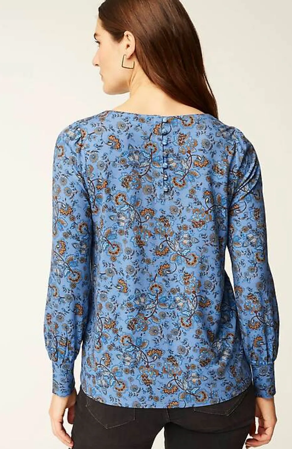Buttoned-Back Cuffed Blouse | Jjill