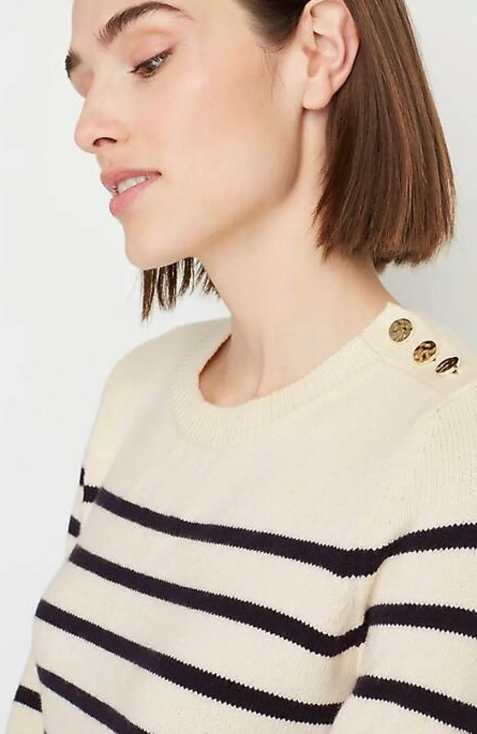 Buttoned-Shoulder Pullover Sweater | Jjill