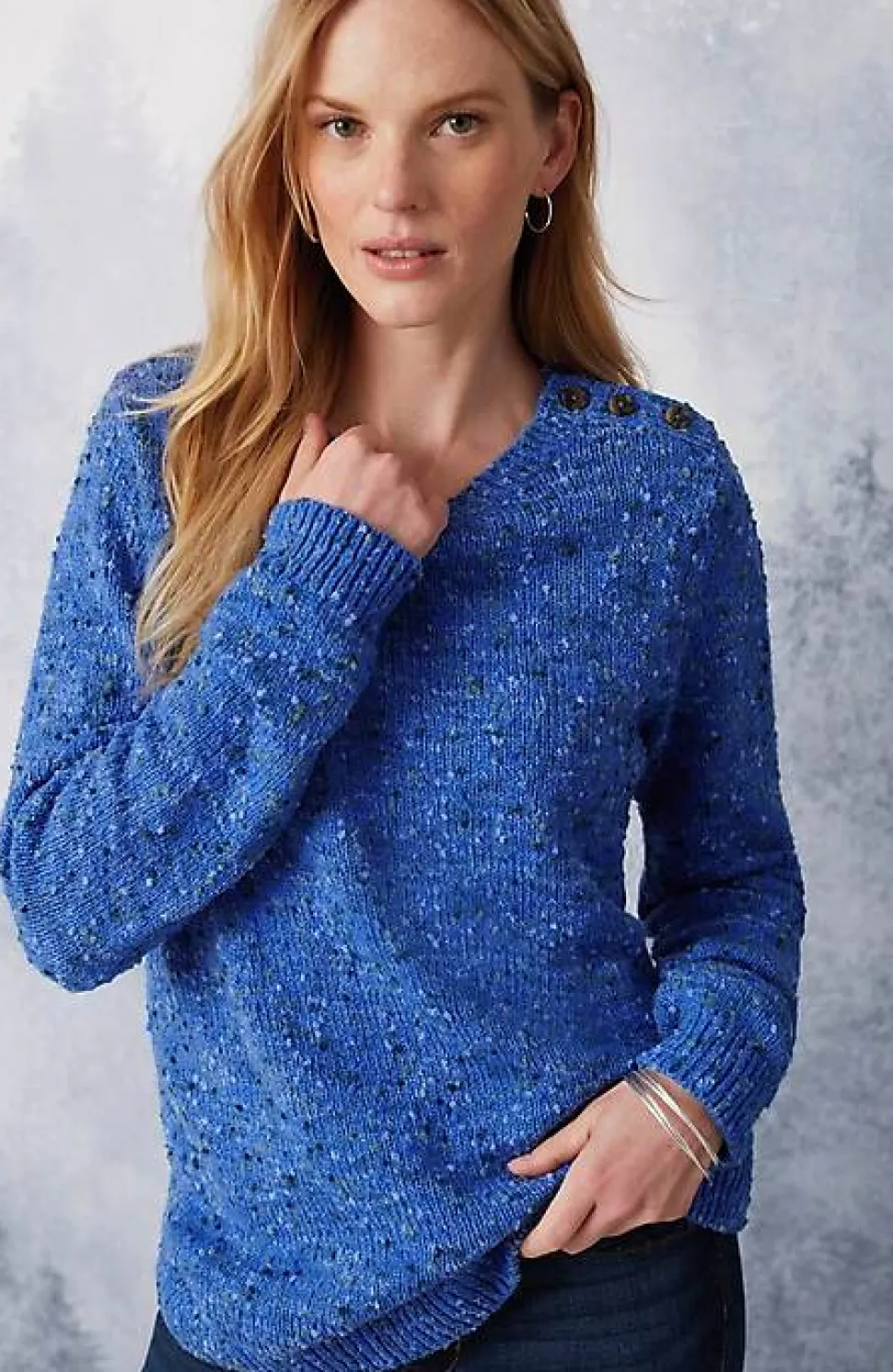 Buttoned-Shoulder Pullover Sweater | Jjill