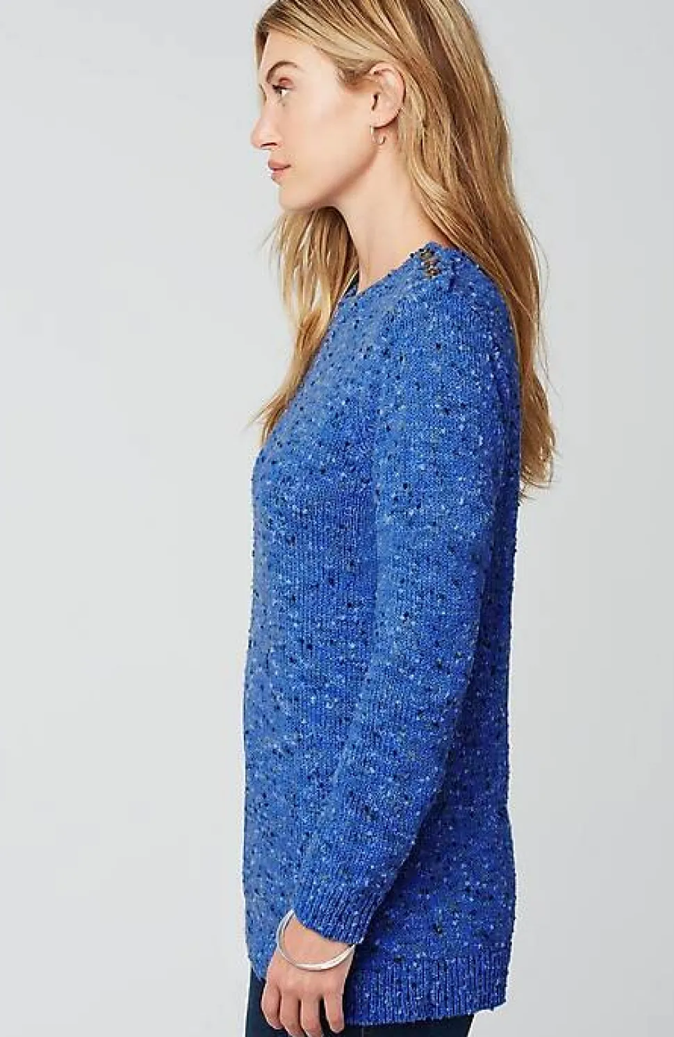 Buttoned-Shoulder Pullover Sweater | Jjill