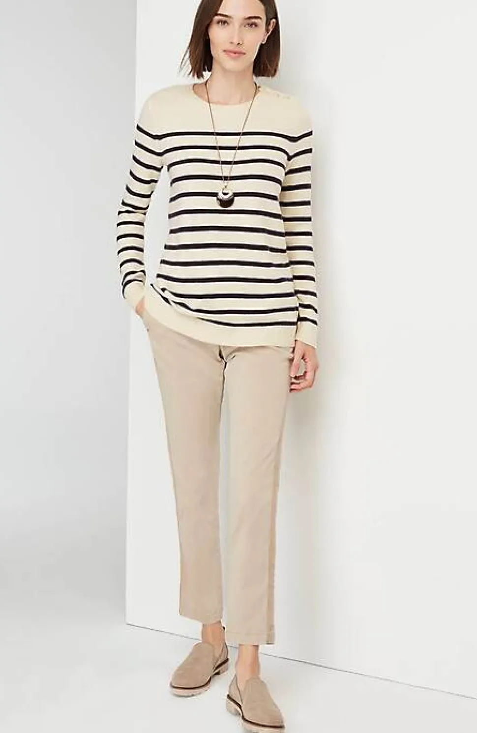 Buttoned-Shoulder Pullover Sweater | Jjill
