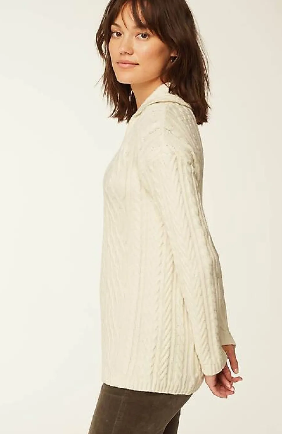 Cabled Polo Sweater | Jjill
