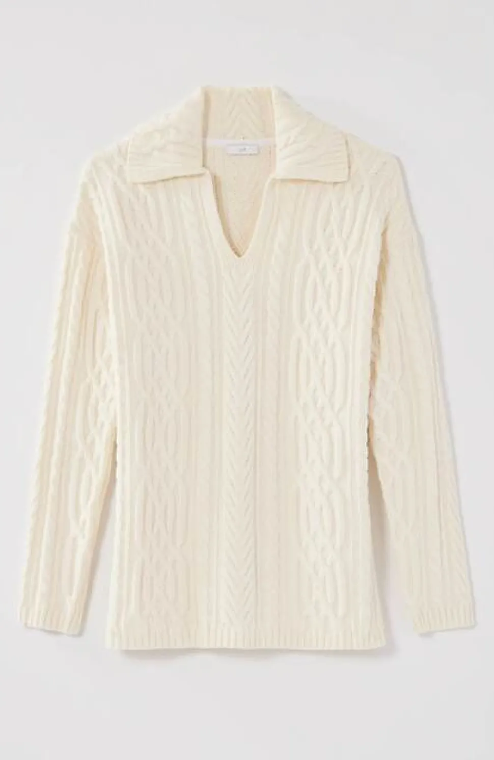 Cabled Polo Sweater | Jjill