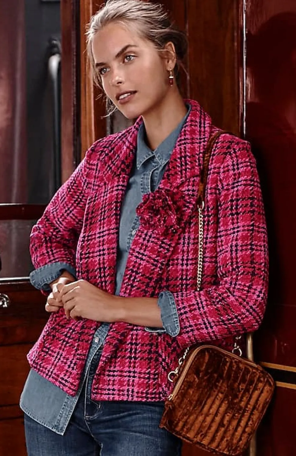 Chenille Plaid Swing Jacket | Jjill