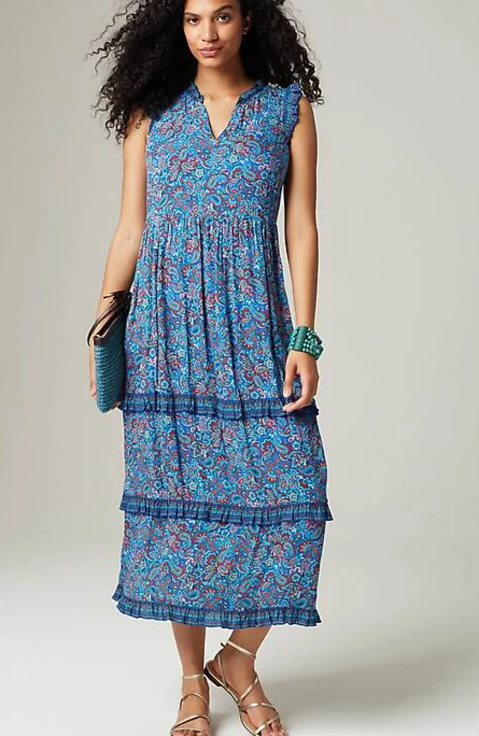 Coastal Ruffled Midi Dress | Jjill