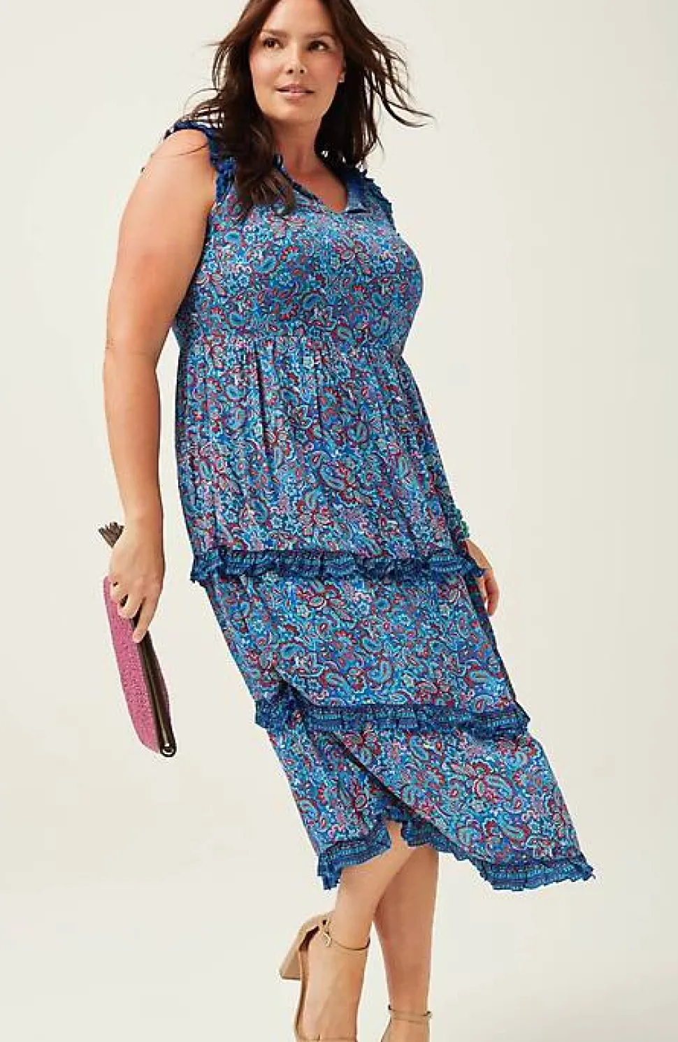 Coastal Ruffled Midi Dress | Jjill