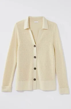 Collared Button-Front Textured Cardi | Jjill