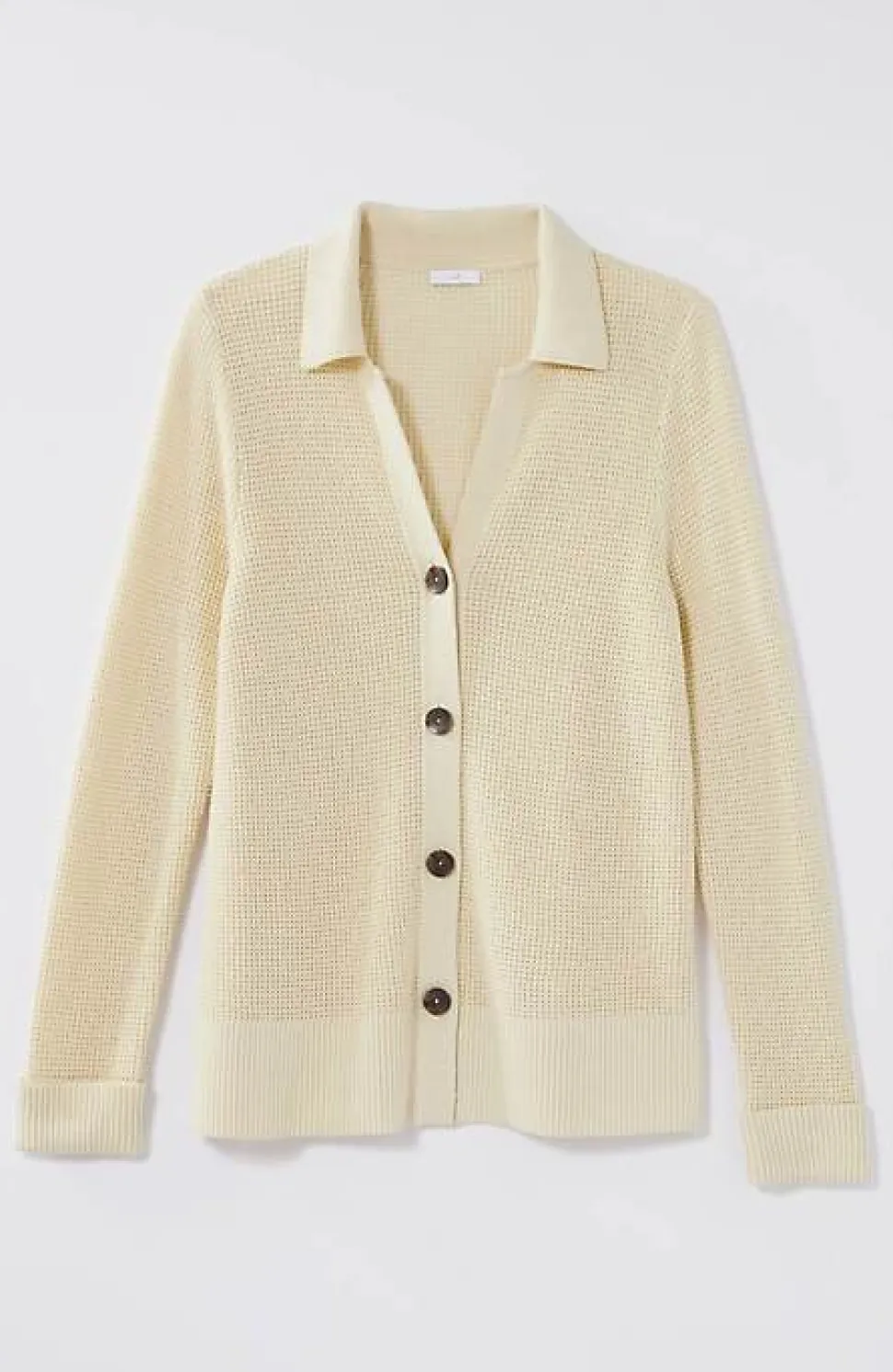 Collared Button-Front Textured Cardi | Jjill