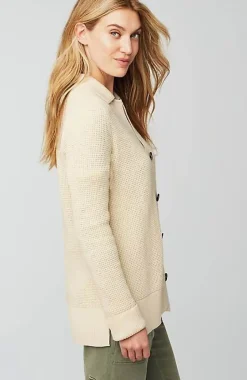 Collared Button-Front Textured Cardi | Jjill