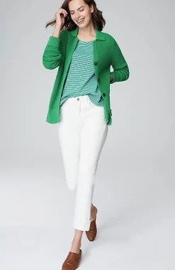 Collared Button-Front Textured Cardi | Jjill