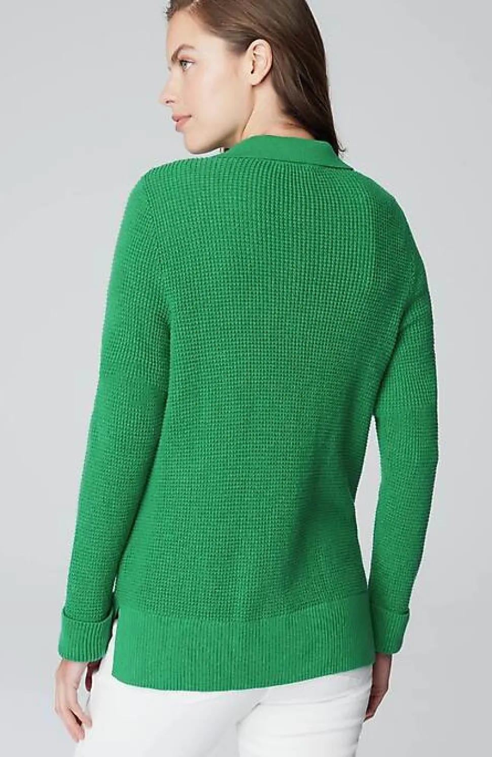 Collared Button-Front Textured Cardi | Jjill