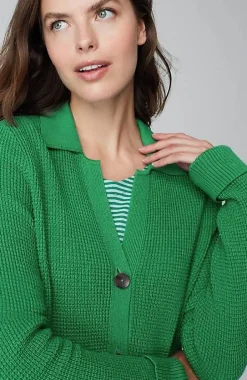 Collared Button-Front Textured Cardi | Jjill
