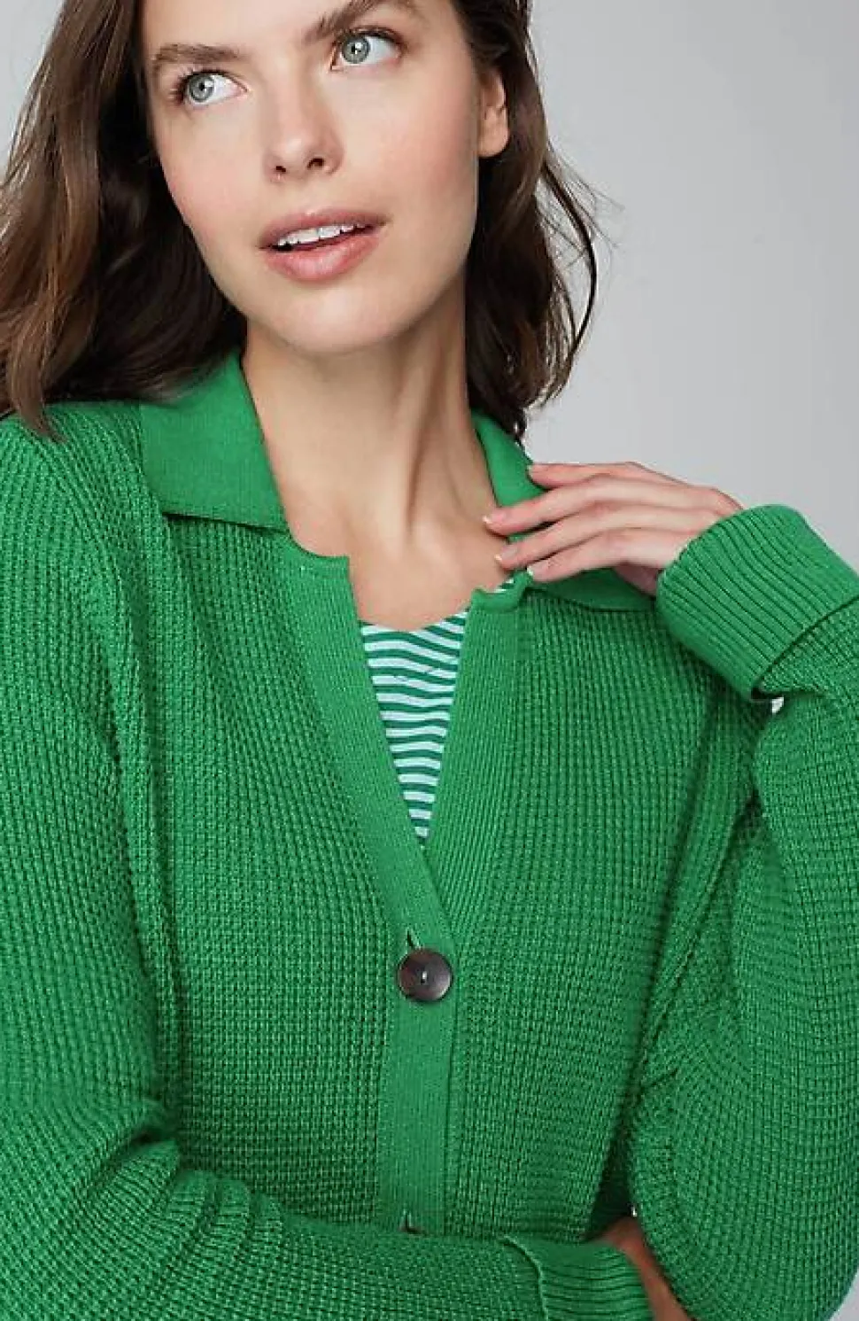 Collared Button-Front Textured Cardi | Jjill