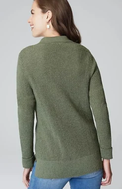 Collared Button-Front Textured Cardi | Jjill