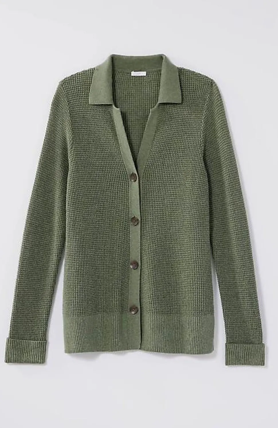 Collared Button-Front Textured Cardi | Jjill