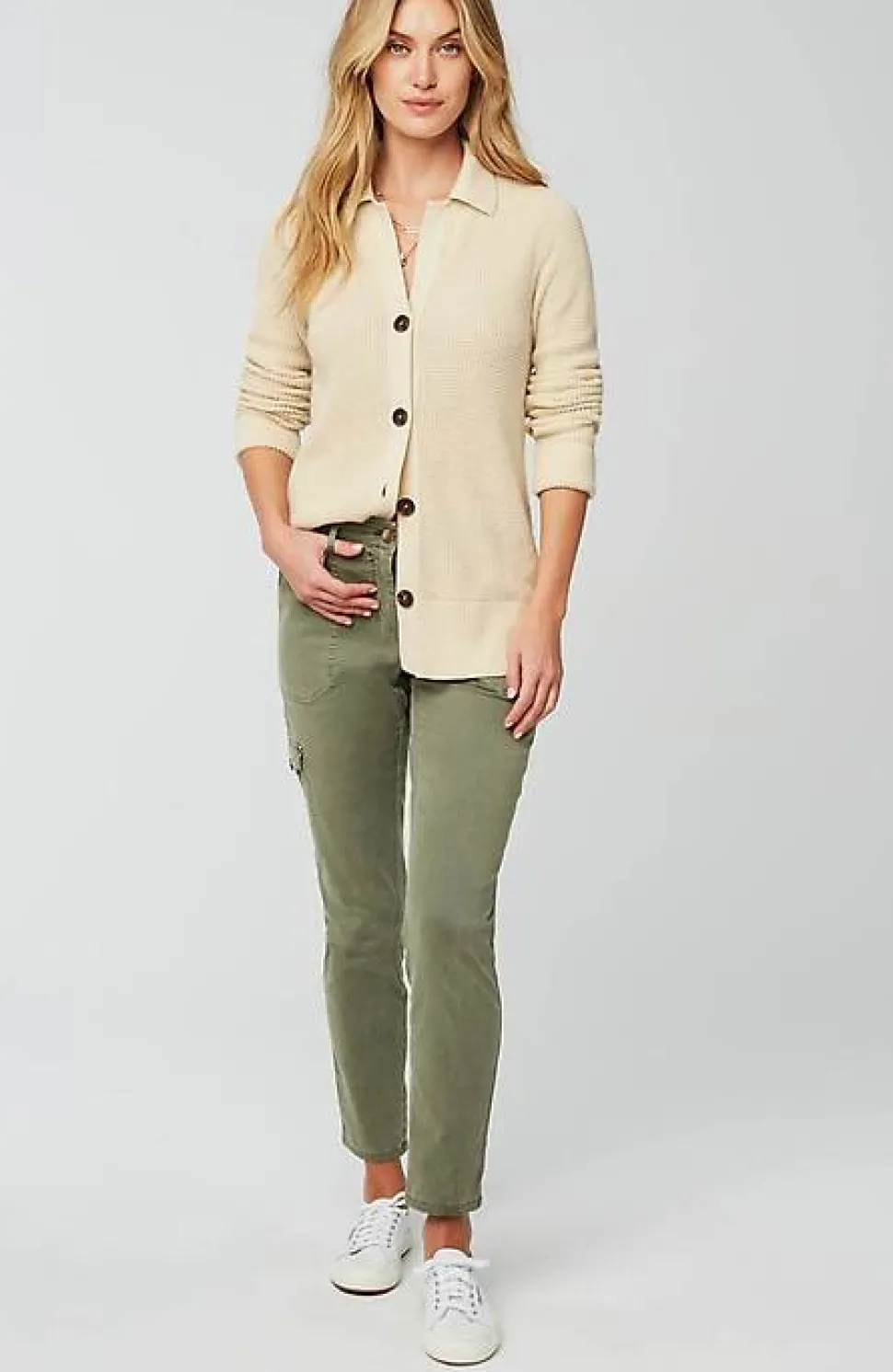 Collared Button-Front Textured Cardi | Jjill