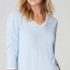 Contrasting-Tipped V-Neck Pullover Sweater | Jjill