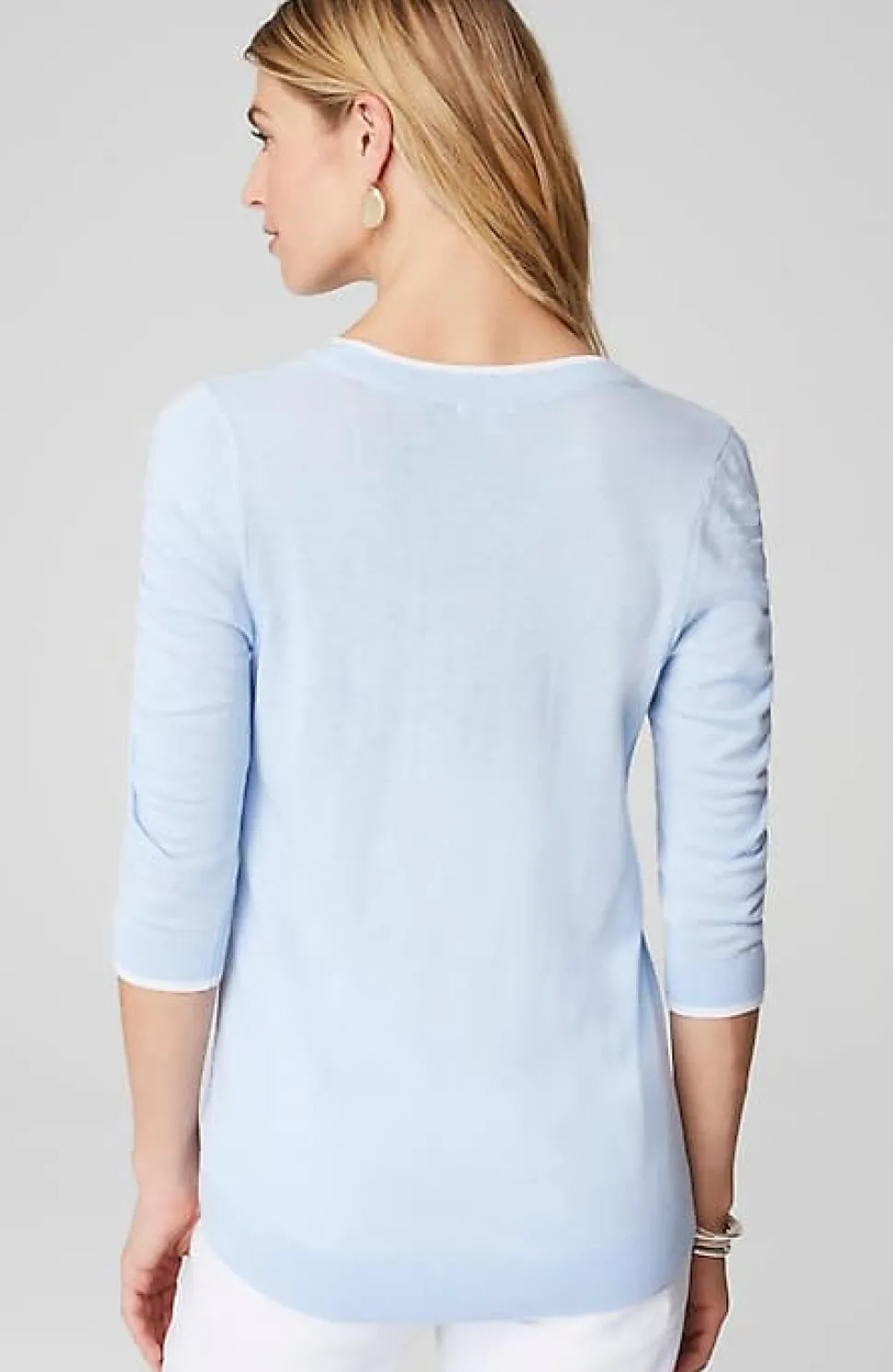 Contrasting-Tipped V-Neck Pullover Sweater | Jjill