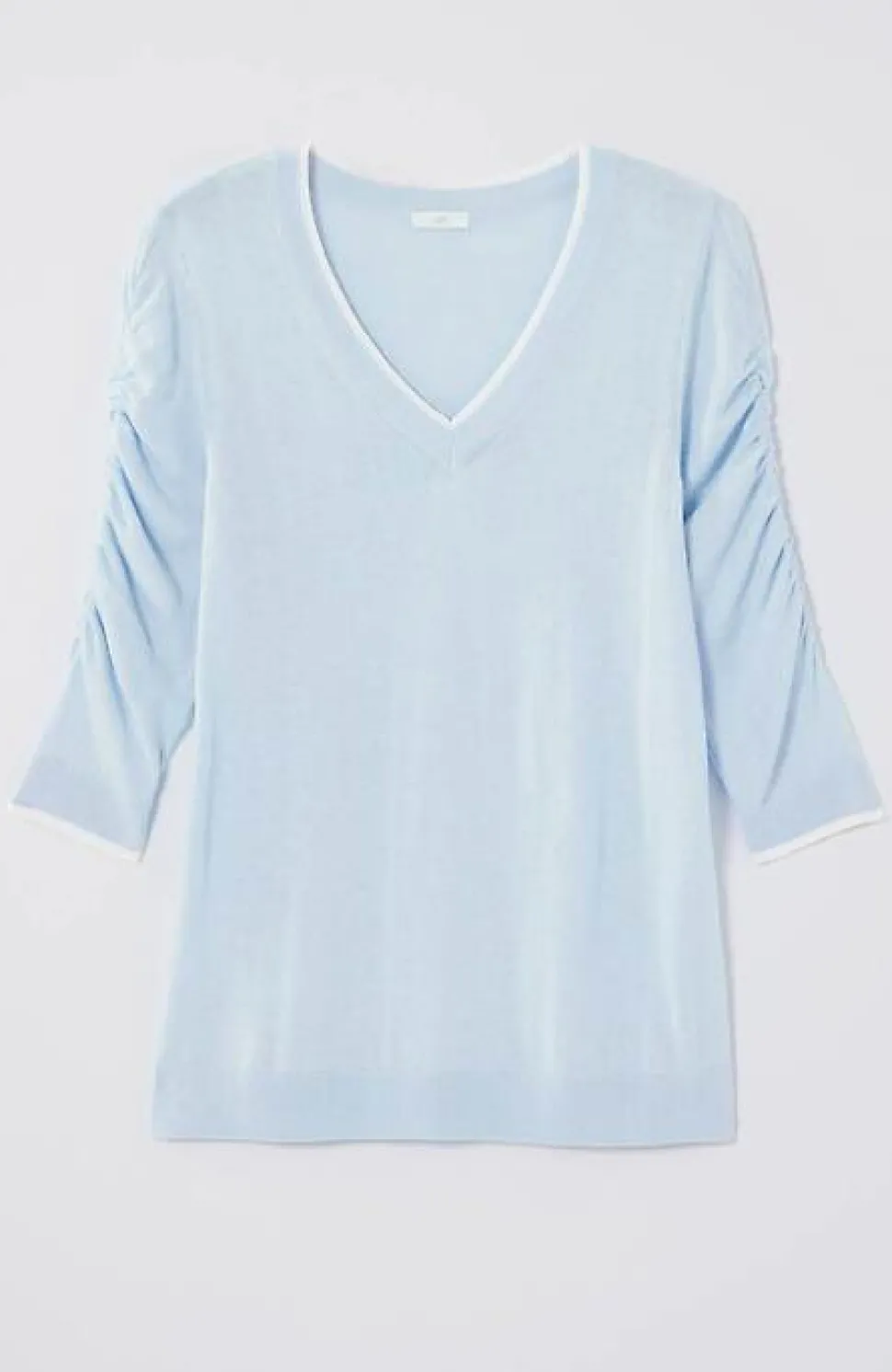 Contrasting-Tipped V-Neck Pullover Sweater | Jjill