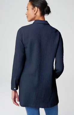 Cotton-Gauze Split-Hem Tunic | Jjill