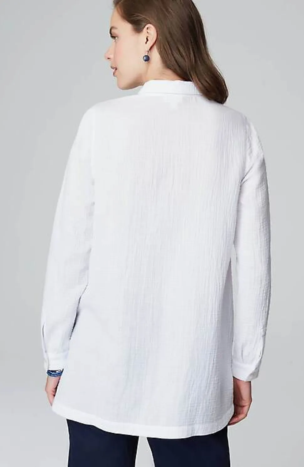 Cotton-Gauze Split-Hem Tunic | Jjill