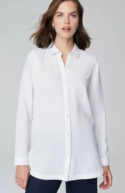 Cotton-Gauze Split-Hem Tunic | Jjill
