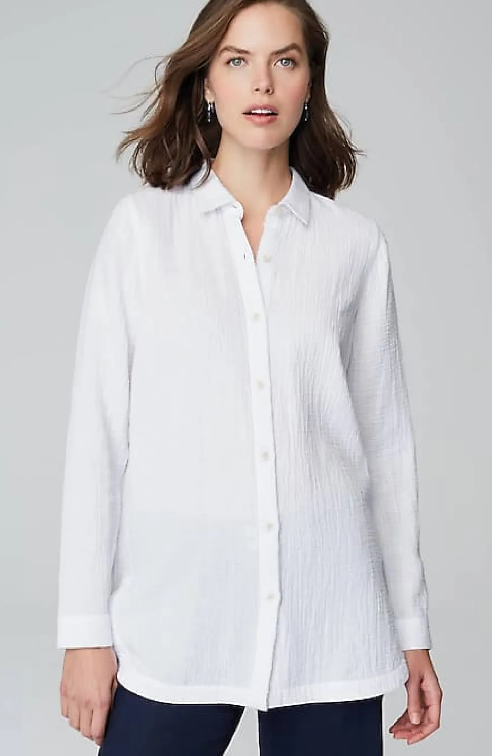 Cotton-Gauze Split-Hem Tunic | Jjill