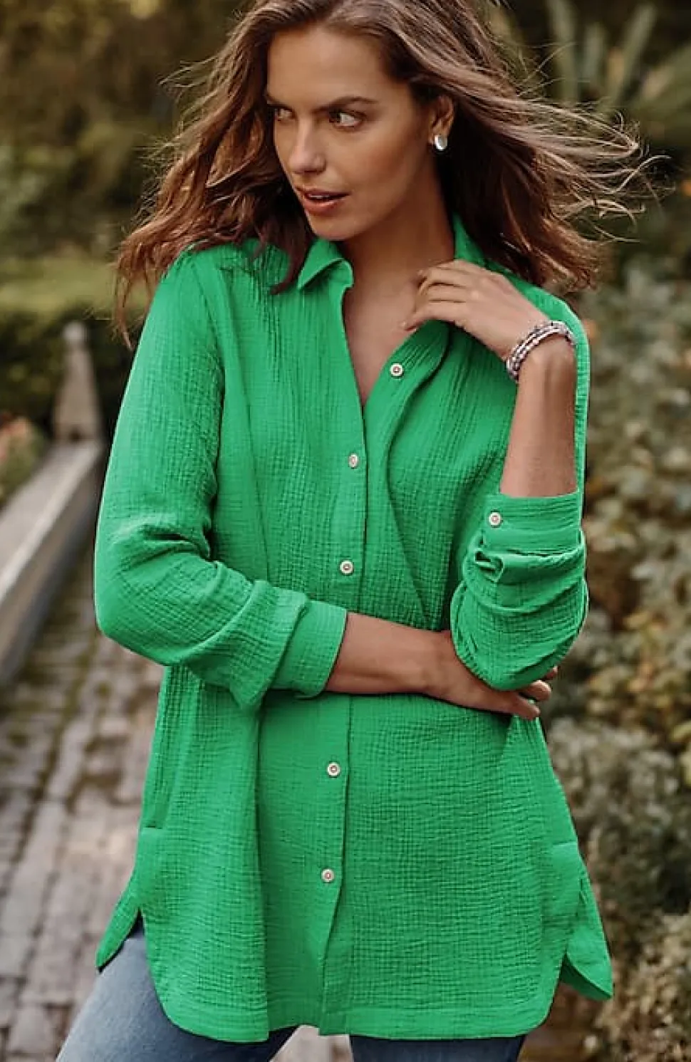 Cotton-Gauze Split-Hem Tunic | Jjill