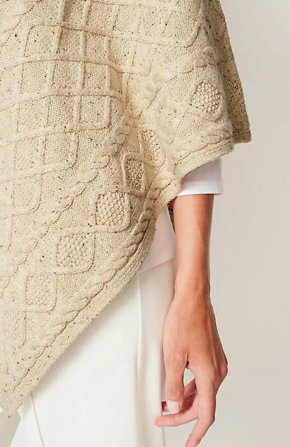 Cozy Cable-Knit Asymmetric Poncho | Jjill