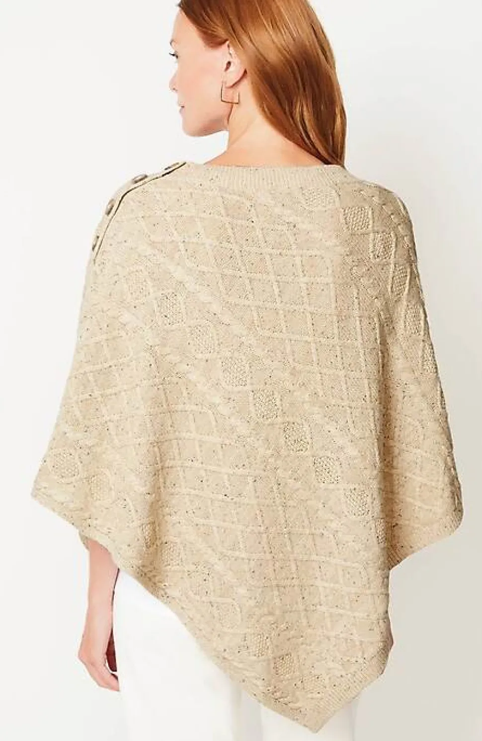 Cozy Cable-Knit Asymmetric Poncho | Jjill