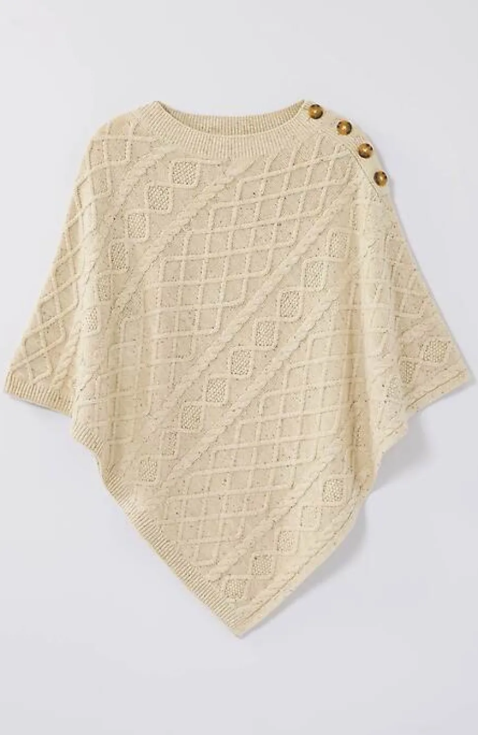 Cozy Cable-Knit Asymmetric Poncho | Jjill