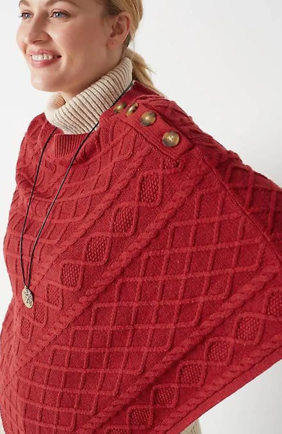 Cozy Cable-Knit Asymmetric Poncho | Jjill