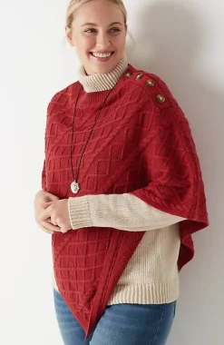 Cozy Cable-Knit Asymmetric Poncho | Jjill