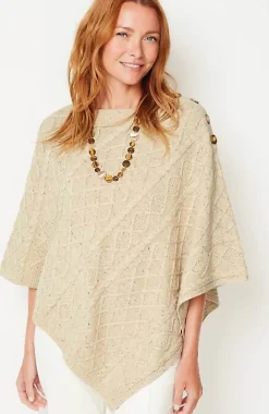 Cozy Cable-Knit Asymmetric Poncho | Jjill