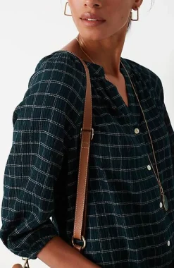Crinkled Plaid Relaxed Top | Jjill