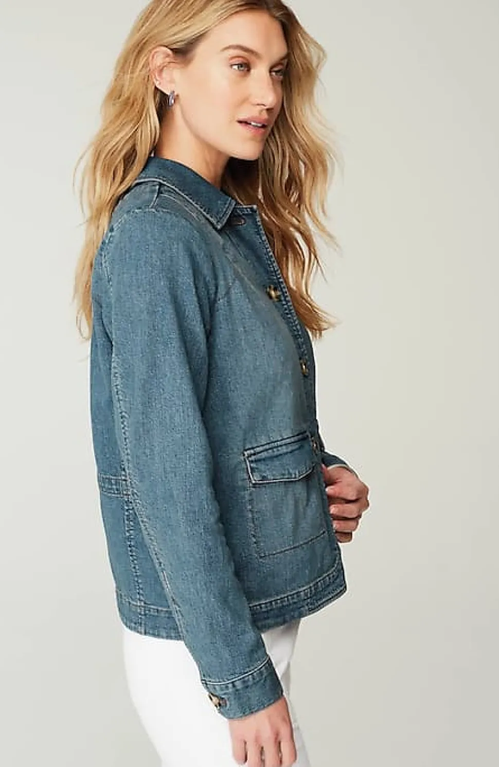 Curved-Hem Denim Jacket | Jjill