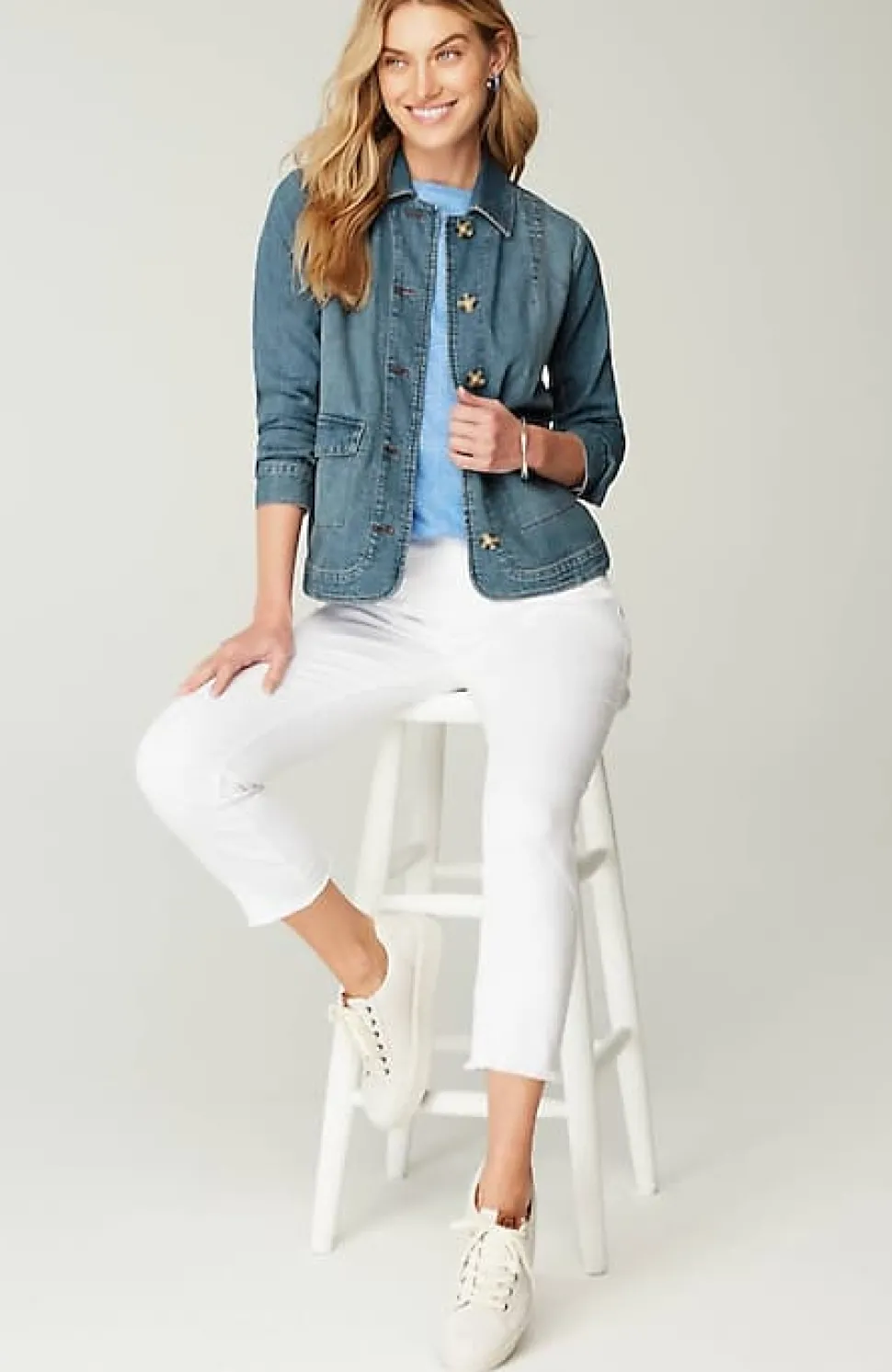 Curved-Hem Denim Jacket | Jjill