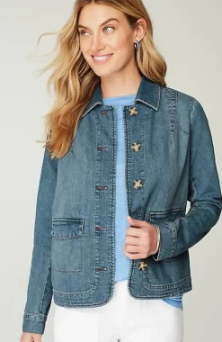 Curved-Hem Denim Jacket | Jjill