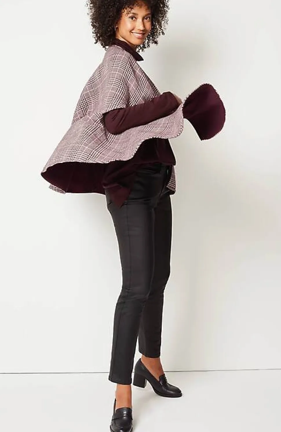 Darted Plaid Peplum Cape | Jjill