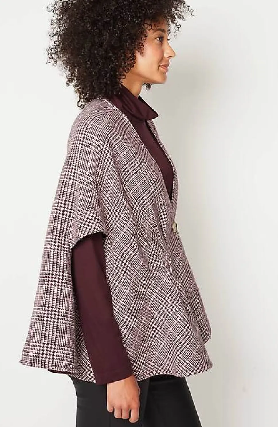 Darted Plaid Peplum Cape | Jjill