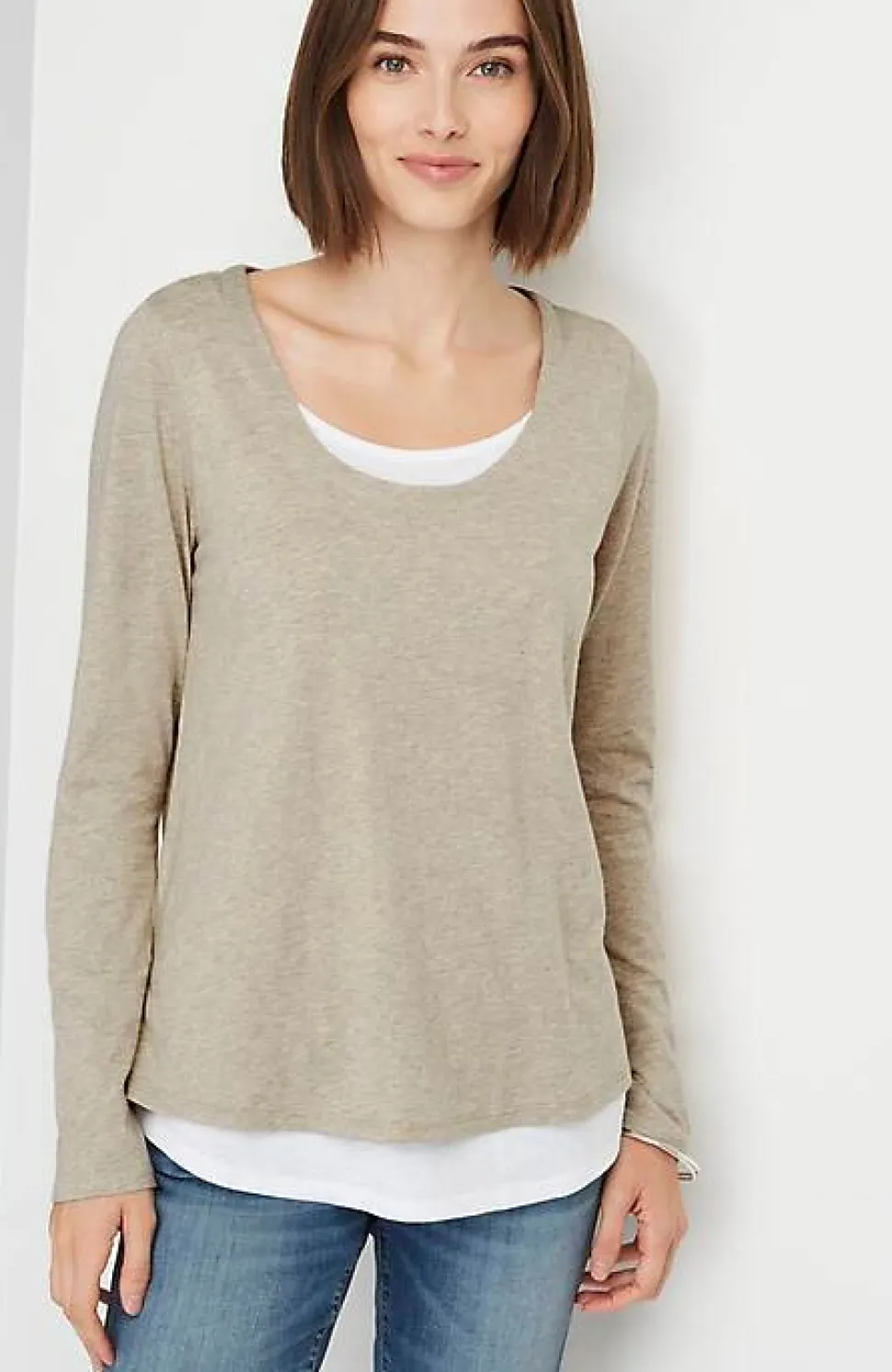 Double-Layer Scoop-Neck Tee | Jjill