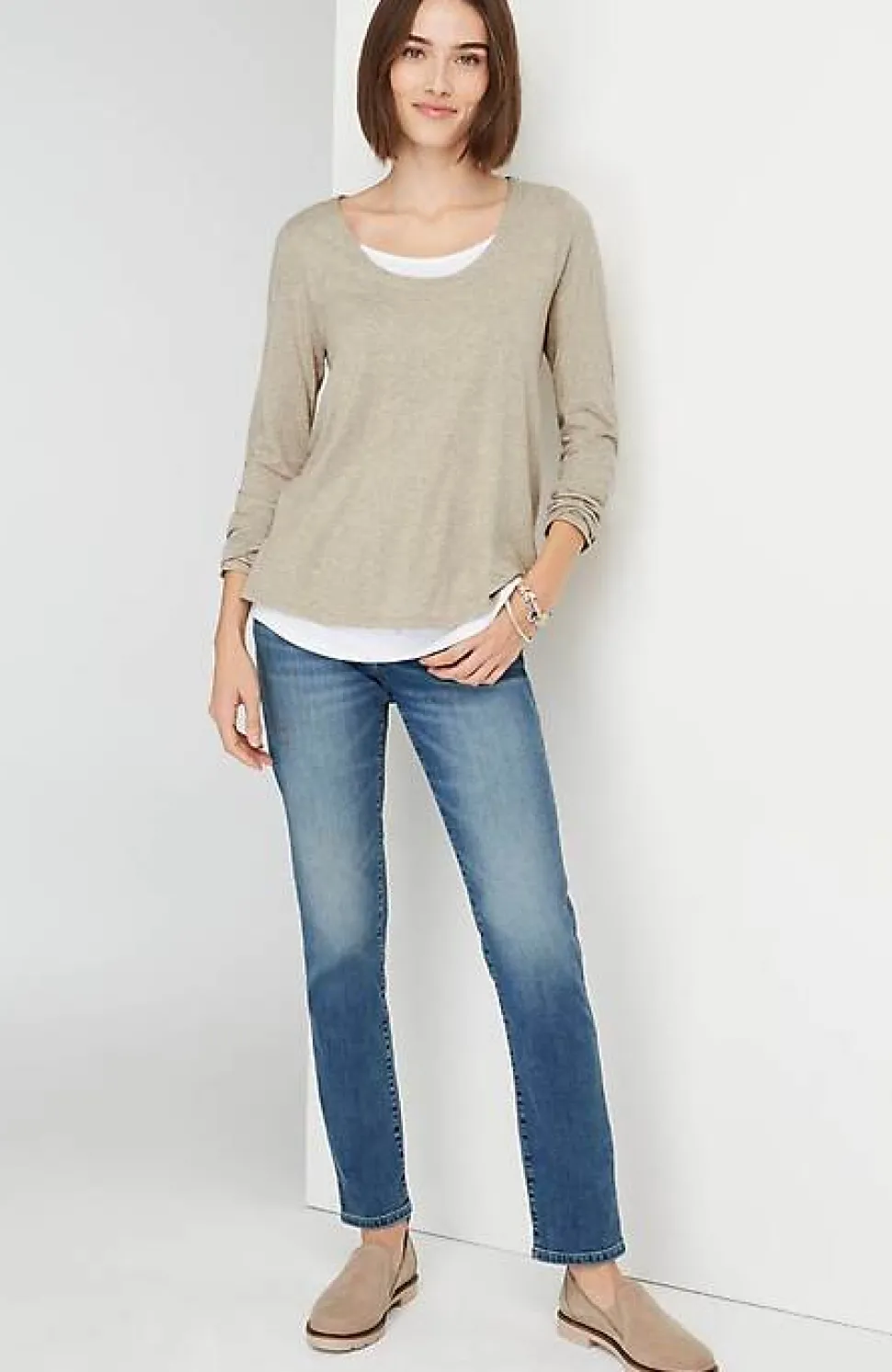 Double-Layer Scoop-Neck Tee | Jjill
