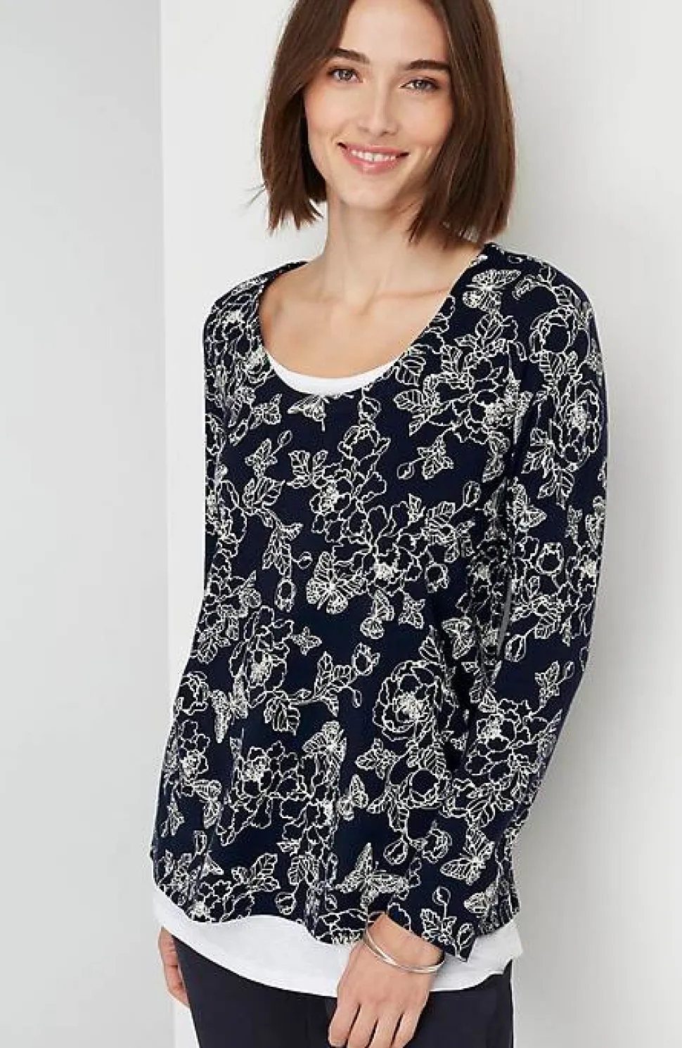 Double-Layer Scoop-Neck Tee | Jjill